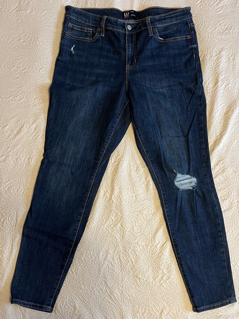 GAP Women's Indigo Skinny Jeans with Knee Distress